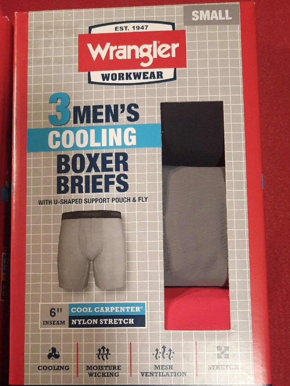 2 Wrangler Men's Boxer Briefs 3 Pack - Olive, Gray,Red & Black
